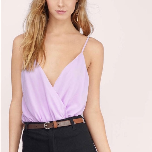 Tobi Tops - Buena Wrap Lavender Bodysuit Tobi Tops - Buena Wrap Lavender Bodysuit